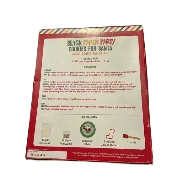 Black Paper Party Cookies For Santa Sugar Cookie Baking Kit. 9 oz New - Picture 3 of 3